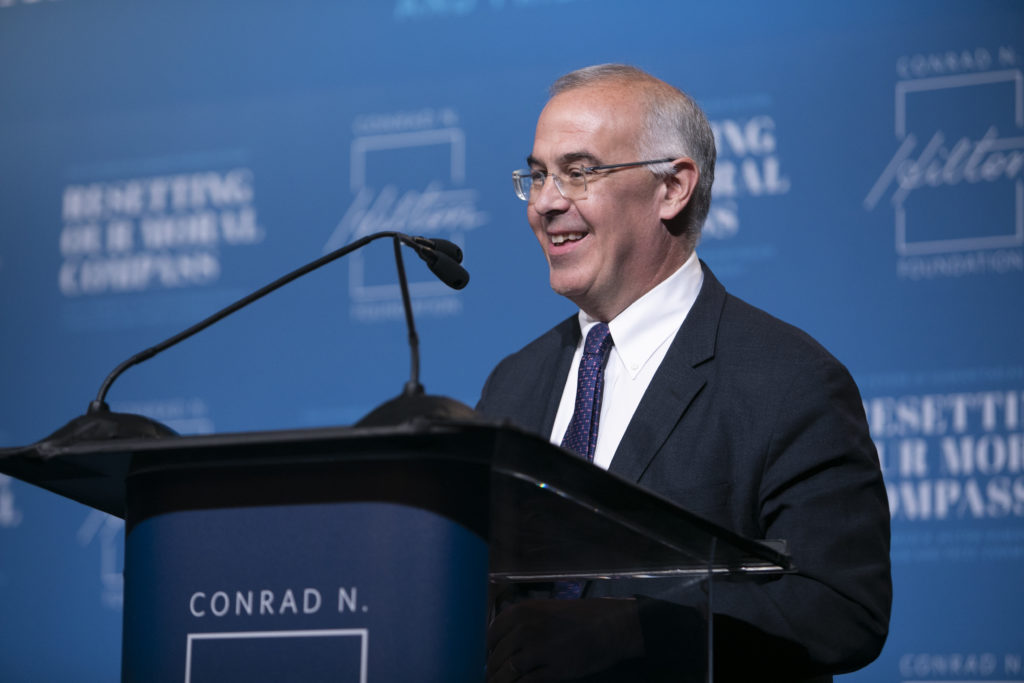 David Brooks at the 2018 Hilton Humanitarian Symposium and Prize Ceremony.