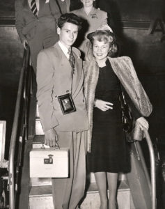 Barron and Marilyn Hilton: Newlyweds exiting plane